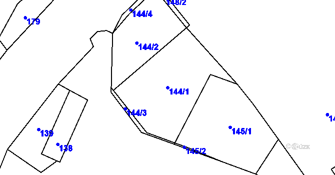 Parcela st. 144/1 v KÚ Choryně, Katastrální mapa