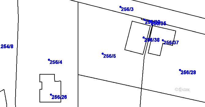 Parcela st. 256/5 v KÚ Choryně, Katastrální mapa