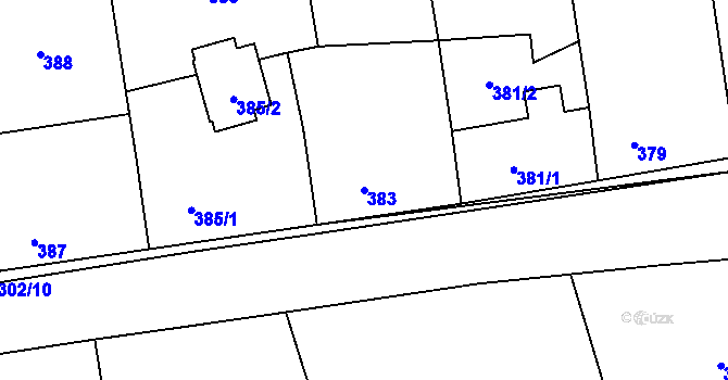 Parcela st. 383 v KÚ Choryně, Katastrální mapa