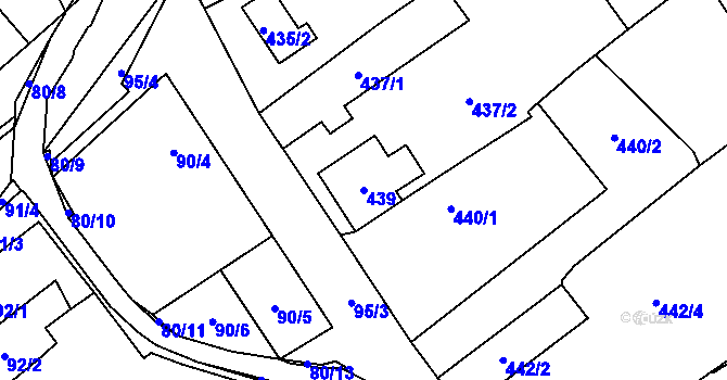 Parcela st. 439 v KÚ Choryně, Katastrální mapa