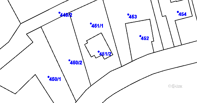Parcela st. 451/2 v KÚ Choryně, Katastrální mapa