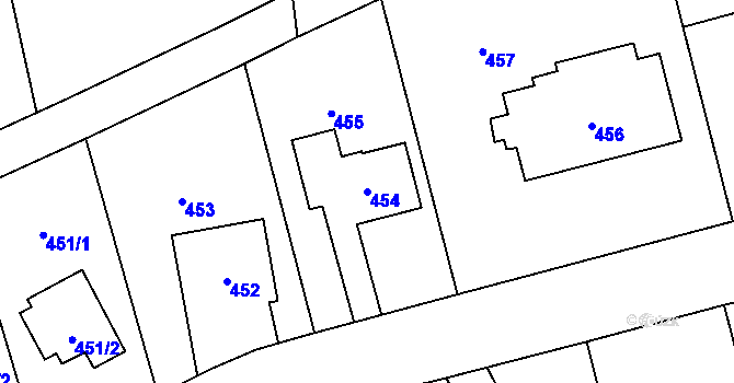 Parcela st. 454 v KÚ Choryně, Katastrální mapa