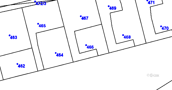 Parcela st. 466 v KÚ Choryně, Katastrální mapa
