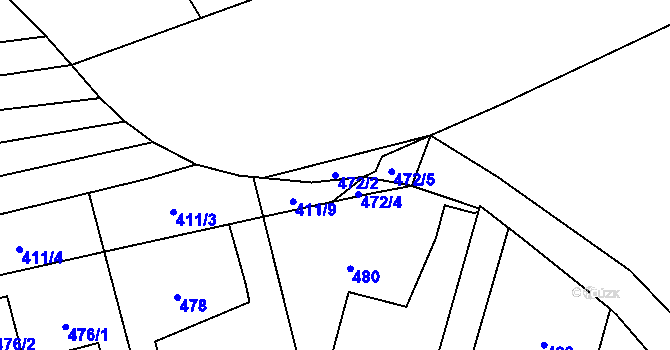 Parcela st. 472/2 v KÚ Choryně, Katastrální mapa