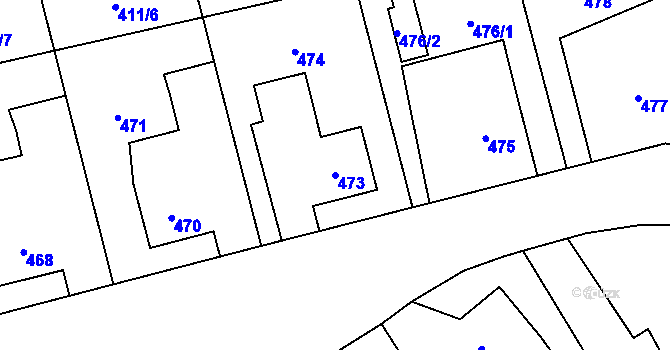 Parcela st. 473 v KÚ Choryně, Katastrální mapa