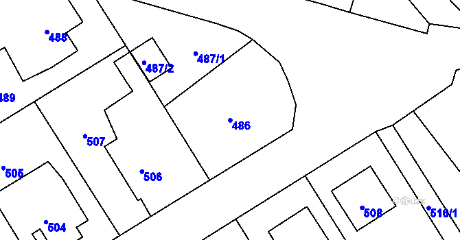 Parcela st. 486 v KÚ Choryně, Katastrální mapa