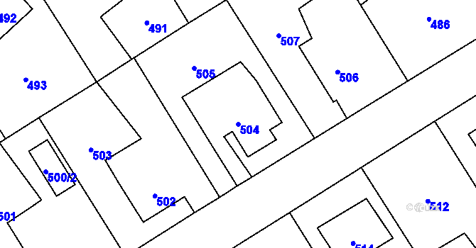 Parcela st. 504 v KÚ Choryně, Katastrální mapa