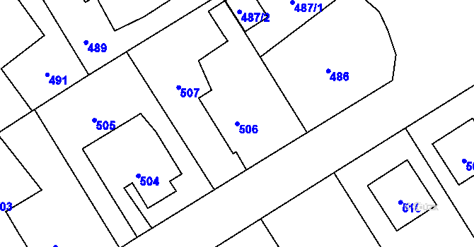 Parcela st. 506 v KÚ Choryně, Katastrální mapa