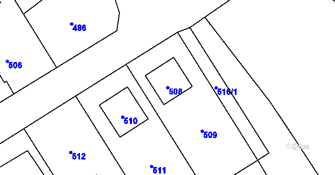 Parcela st. 508 v KÚ Choryně, Katastrální mapa