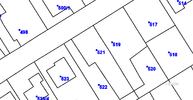 Parcela st. 521 v KÚ Choryně, Katastrální mapa