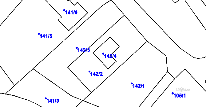 Parcela st. 142/4 v KÚ Choryně, Katastrální mapa