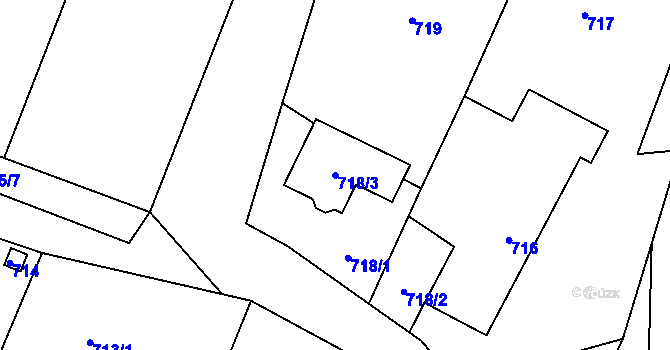 Parcela st. 718/3 v KÚ Choryně, Katastrální mapa
