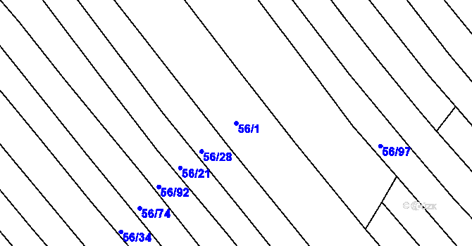 Parcela st. 56/1 v KÚ Choryně, Katastrální mapa