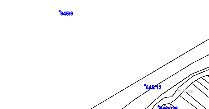 Parcela st. 645/8 v KÚ Choryně, Katastrální mapa