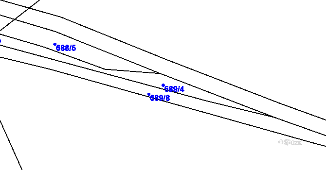 Parcela st. 689/4 v KÚ Choryně, Katastrální mapa