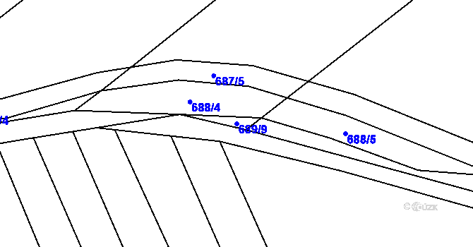 Parcela st. 689/9 v KÚ Choryně, Katastrální mapa