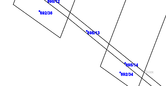 Parcela st. 692/35 v KÚ Choryně, Katastrální mapa