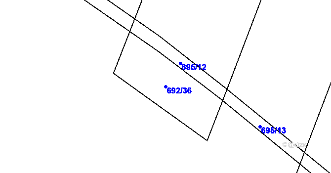 Parcela st. 692/36 v KÚ Choryně, Katastrální mapa