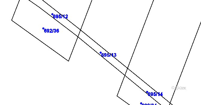 Parcela st. 695/13 v KÚ Choryně, Katastrální mapa
