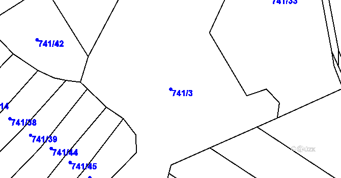 Parcela st. 741/3 v KÚ Choryně, Katastrální mapa