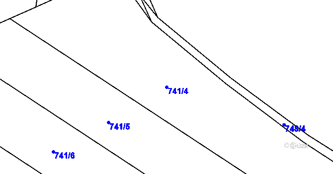 Parcela st. 741/4 v KÚ Choryně, Katastrální mapa