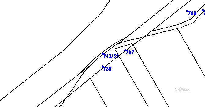 Parcela st. 742/35 v KÚ Choryně, Katastrální mapa