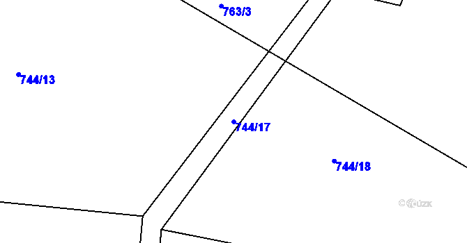 Parcela st. 744/17 v KÚ Choryně, Katastrální mapa