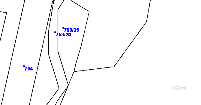 Parcela st. 753/4 v KÚ Choryně, Katastrální mapa