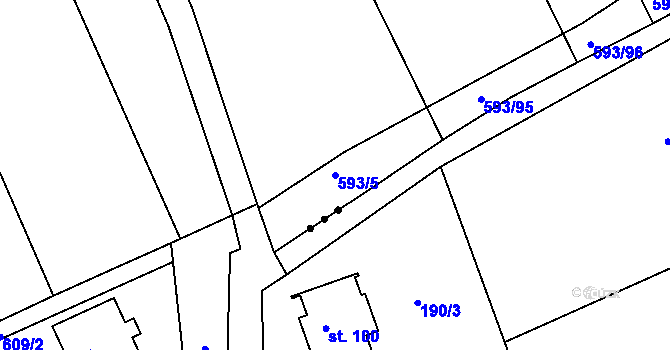 Parcela st. 593/5 v KÚ Choryně, Katastrální mapa