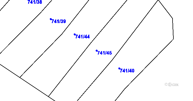 Parcela st. 741/45 v KÚ Choryně, Katastrální mapa