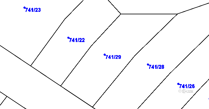 Parcela st. 741/29 v KÚ Choryně, Katastrální mapa