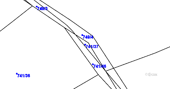 Parcela st. 741/37 v KÚ Choryně, Katastrální mapa