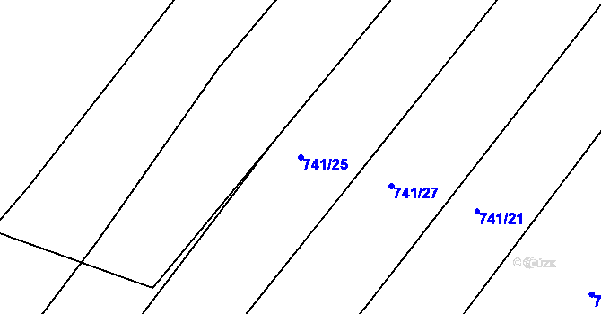 Parcela st. 741/25 v KÚ Choryně, Katastrální mapa