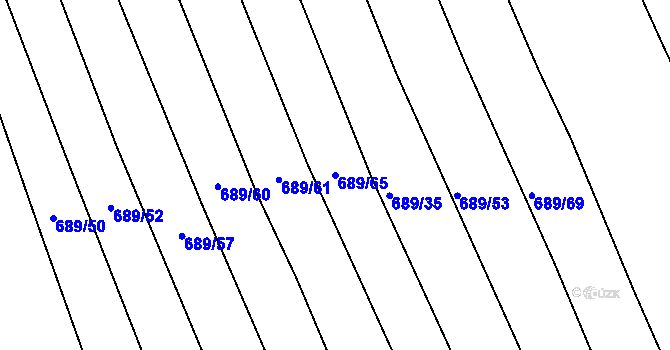 Parcela st. 689/65 v KÚ Choryně, Katastrální mapa