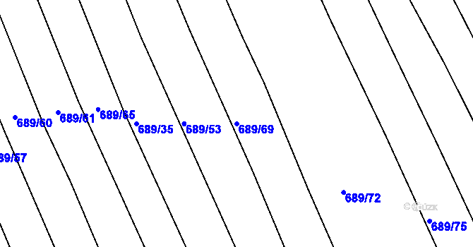 Parcela st. 689/69 v KÚ Choryně, Katastrální mapa