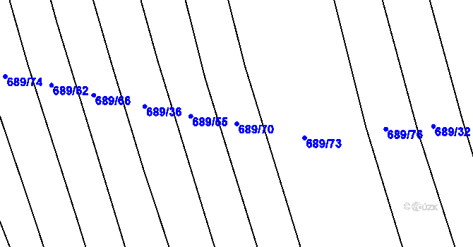 Parcela st. 689/70 v KÚ Choryně, Katastrální mapa