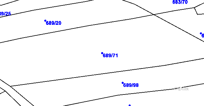 Parcela st. 689/71 v KÚ Choryně, Katastrální mapa