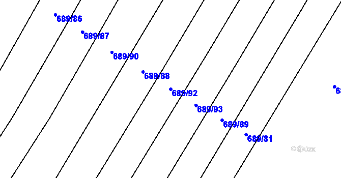 Parcela st. 689/92 v KÚ Choryně, Katastrální mapa