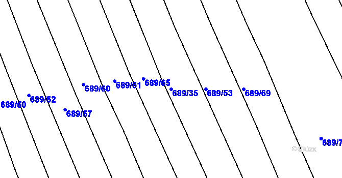 Parcela st. 689/35 v KÚ Choryně, Katastrální mapa