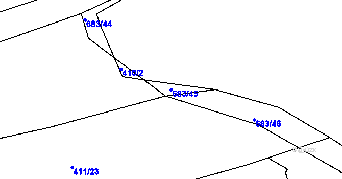 Parcela st. 683/45 v KÚ Choryně, Katastrální mapa