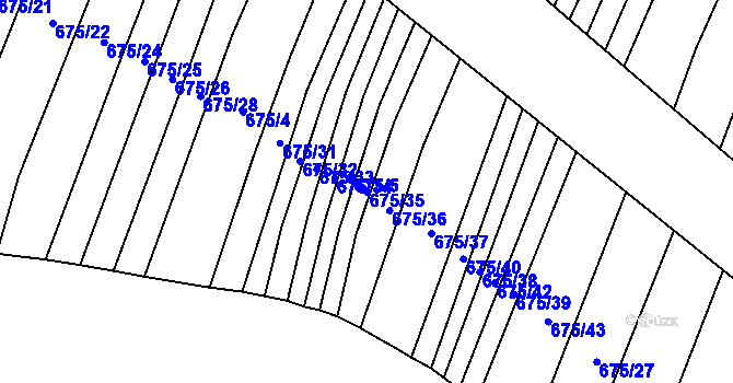 Parcela st. 675/35 v KÚ Choryně, Katastrální mapa