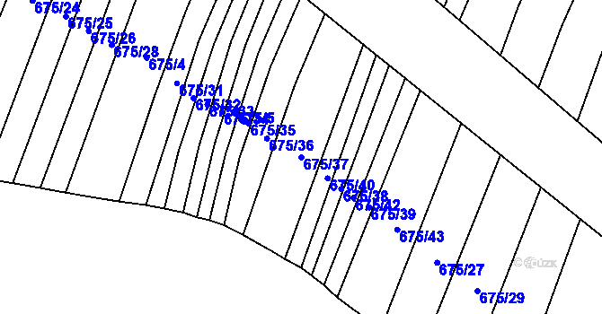 Parcela st. 675/37 v KÚ Choryně, Katastrální mapa