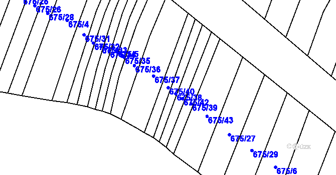 Parcela st. 675/40 v KÚ Choryně, Katastrální mapa