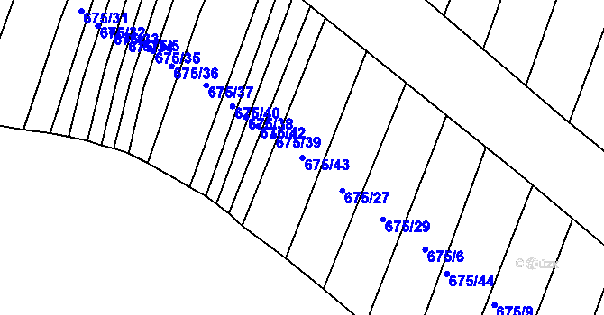 Parcela st. 675/43 v KÚ Choryně, Katastrální mapa
