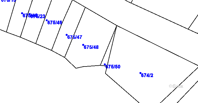 Parcela st. 675/49 v KÚ Choryně, Katastrální mapa