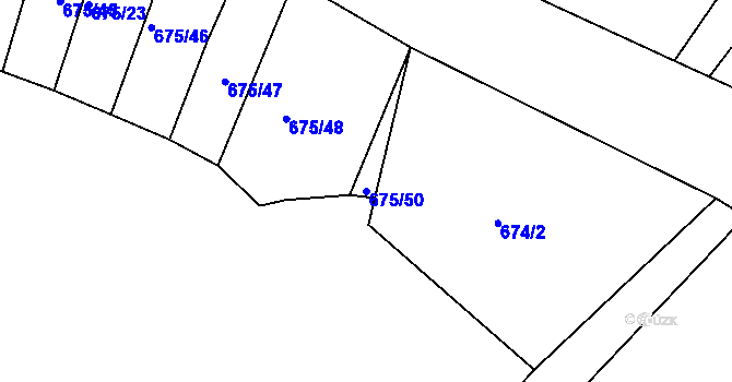 Parcela st. 675/50 v KÚ Choryně, Katastrální mapa
