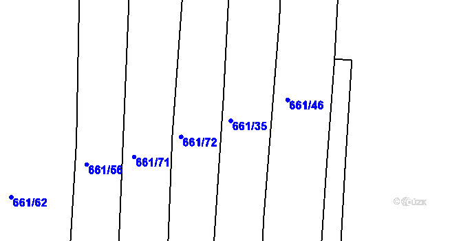 Parcela st. 661/35 v KÚ Choryně, Katastrální mapa