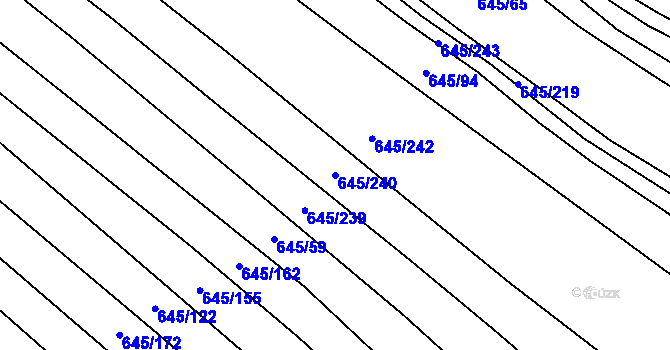 Parcela st. 645/240 v KÚ Choryně, Katastrální mapa
