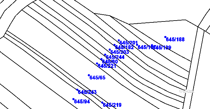 Parcela st. 645/244 v KÚ Choryně, Katastrální mapa