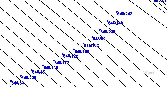 Parcela st. 645/162 v KÚ Choryně, Katastrální mapa